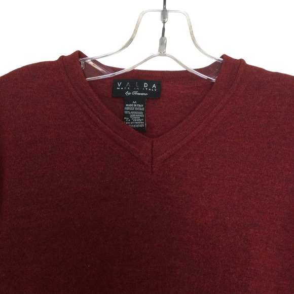 Valda 100% Merino Wool V-Neck Burgundy Sweater Size Medium - Picture 3 of 10